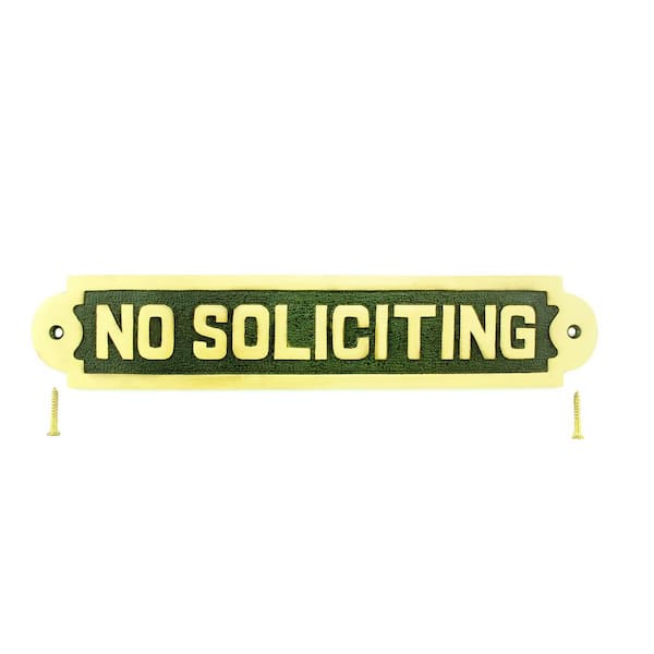 RENOVATORS SUPPLY MANUFACTURING 2-1/8 in. H x 10-3/4 in. W Solid Brass Sign No Soliciting