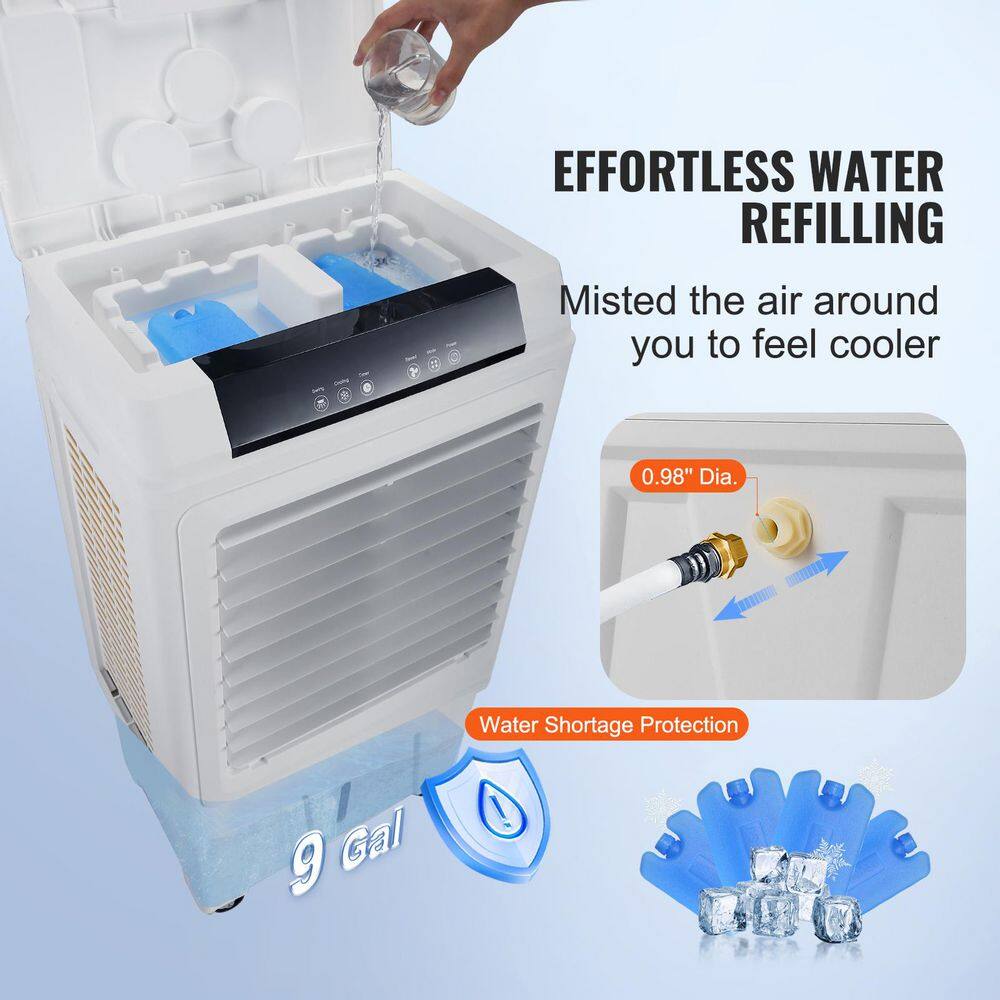 VEVOR 3100 CFM White Portable Evaporative Air Cooler with Remote Control