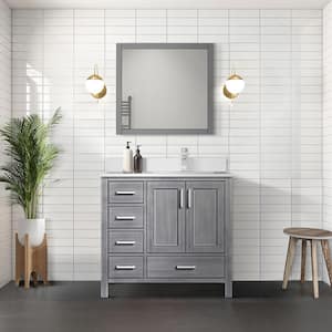 Jacques 36 in. W x 22 in. D Right Offset Distressed Grey Bath Vanity and Cultured Marble Top