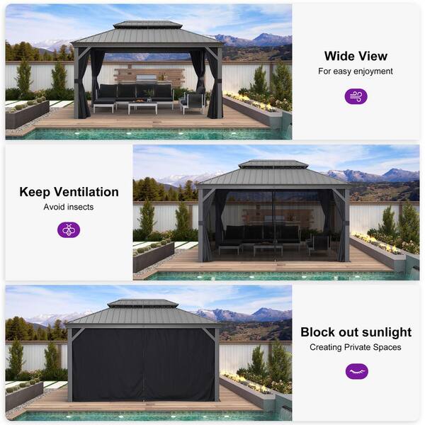PURPLE LEAF 10 ft. x 14 ft. Luxury Aluminum Hardtop Gazebo