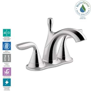 Williamette 4 in. Centerset 2-Handle 1.2 GPM Bathroom Faucet with Pop-Up Drain in Polished Chrome