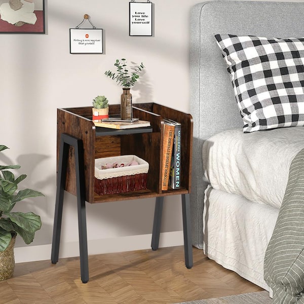 Pinmoco LED Nightstand with Charging Station, Modern Bedside