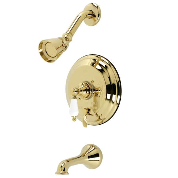 Kingston Brass Restoration Single Handle 1-Spray Tub and Shower Faucet 2 GPM with Corrosion Resistant in. Polished Brass