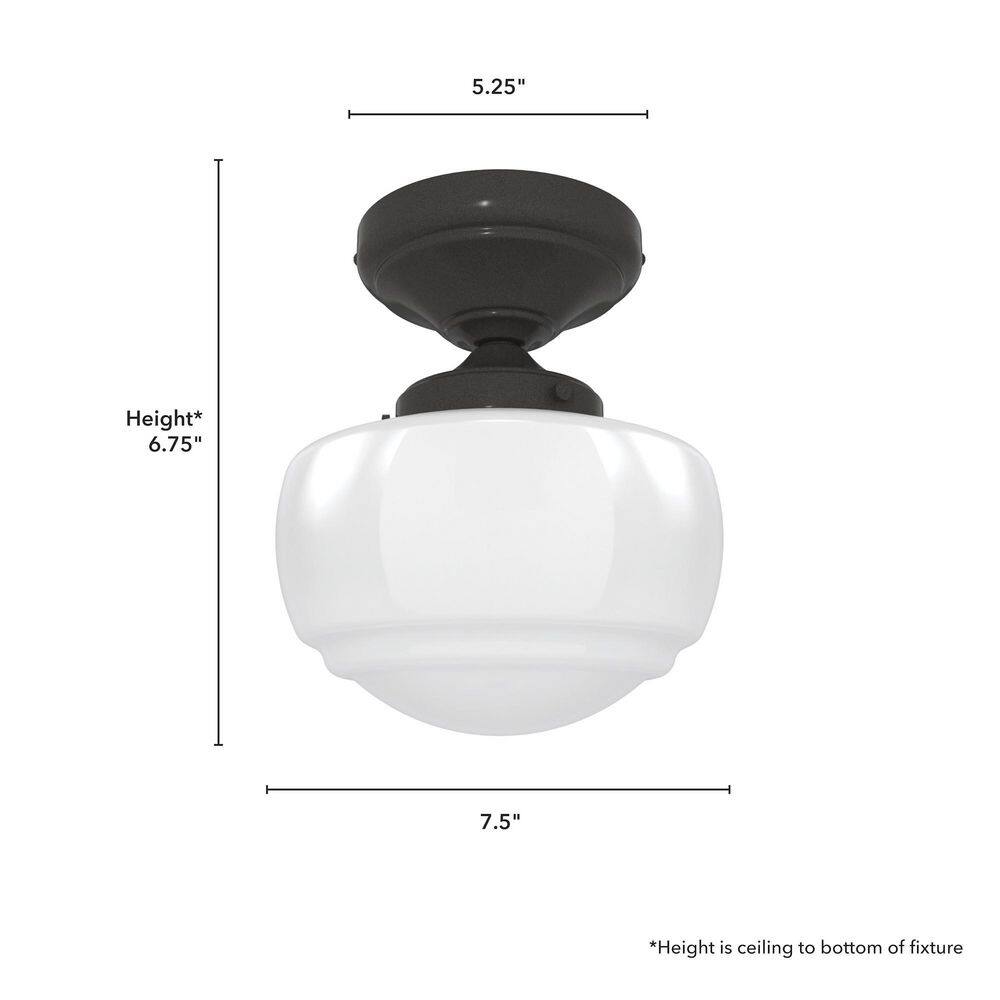Noble Bronze Saddle Creek 6.75" Schoolhouse Semi-Flush Mount Light