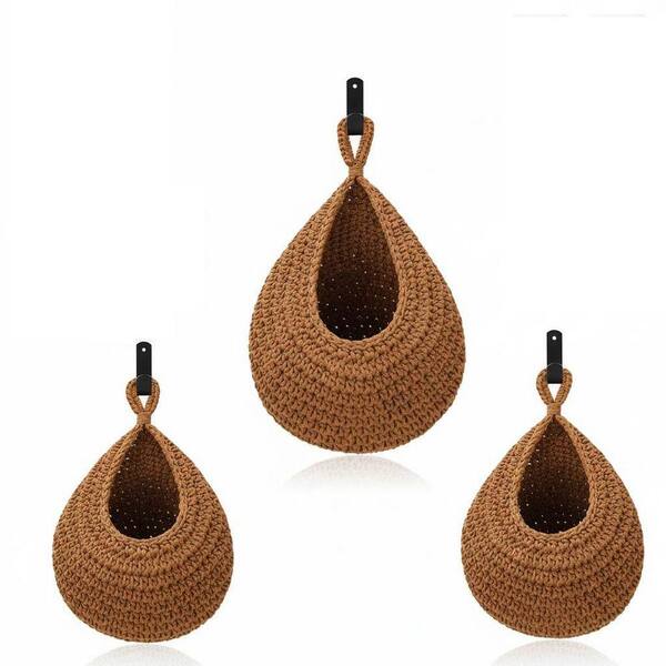 Brown Basket デモセット4枚 Brown 16 in. x 13 in. Cotton Wall Decorative Basket Set of 3