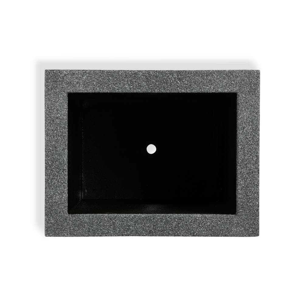 Gray Granite Tall Rectangular Modern Outdoor Planter, 18" L x 23" W x 30" H