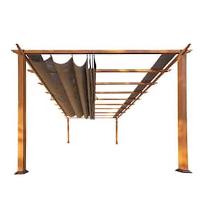 Paragon 11 ft. x 16 ft. Aluminum Pergola with The Look of Canadian Wood and Cocoa Canopy