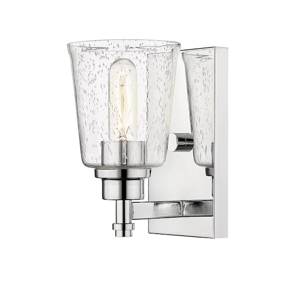 Unbranded Bohin 5 in. 1-Light Chrome Wall Sconce Light with Glass Shade