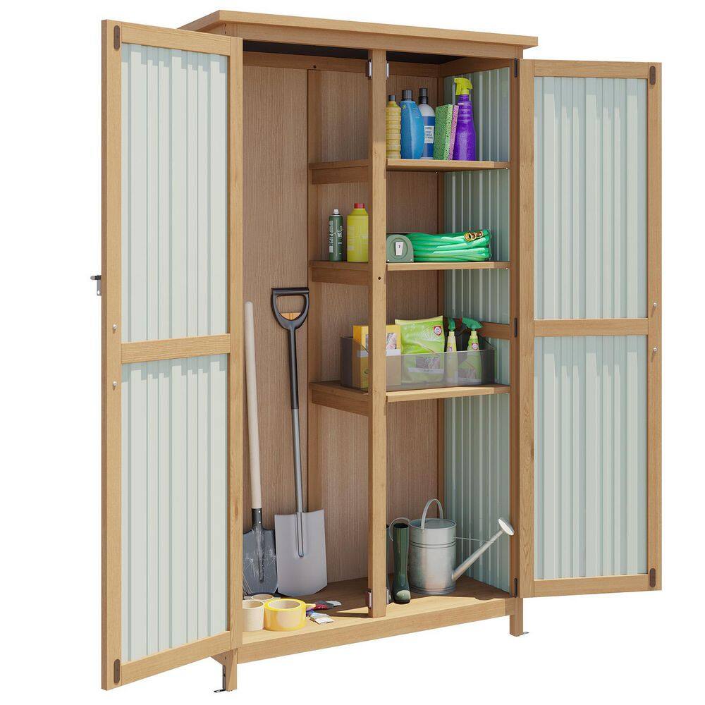 2.6 ft. W x 1.5 ft. D Wood Shed Metal Vertical Cabinet with Roof, Removable Shelves & Lockable Doors （5 sq.ft. ） price history on PriceWatchPro