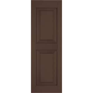 15 in. x 78 in. Exterior Real Wood Pine Raised Panel Shutters Pair Tudor Brown