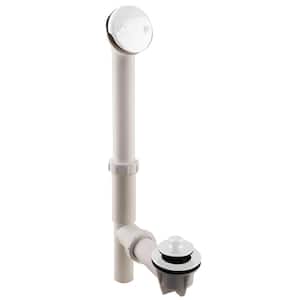White 1-1/2 in. Tubular Pull and Drain Bath Waste Drain Kit with 2-Hole Overflow Faceplate in Powder Coat White