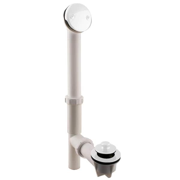 Westbrass White 1-1/2 in. Tubular Pull and Drain Bath Waste Drain Kit with 2-Hole Overflow Faceplate in Powder Coat White