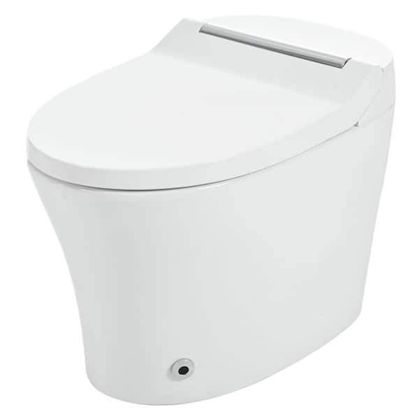 Modern Elongated Bidet Toilet 1/1.28 GPF in White with Heated Seat, Auto Flush, Foot Sensor, Night Light, Knob Control
