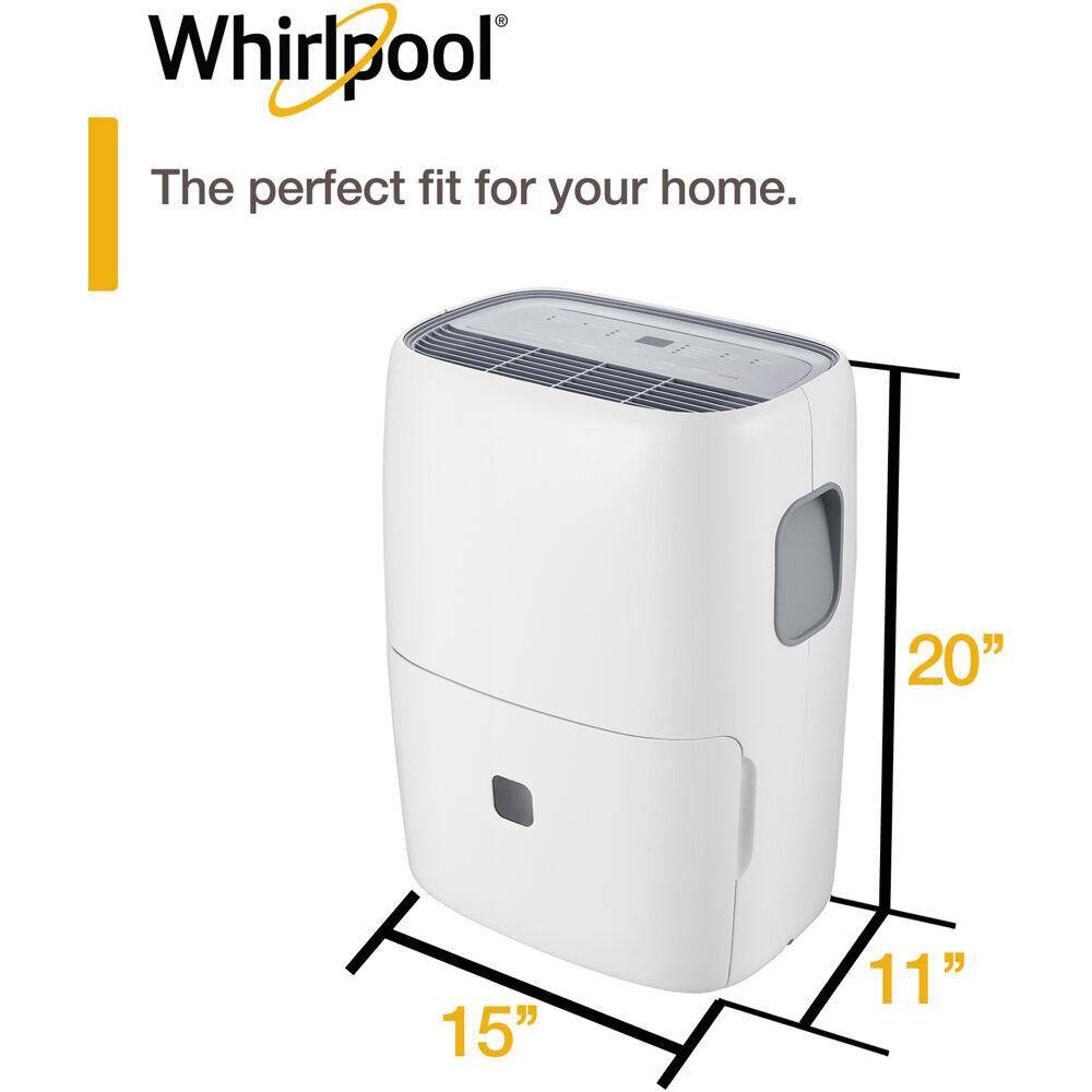 Whirlpool 30 Pint White Portable Dehumidifier with Humidistat