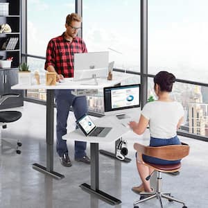 Dual-Motor 72 in. L Shaped Black and White Standing Desk Ergonomic Sit Stand Computer Workstation
