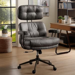 Kro Fabric Swivel Ergonomic Office Task Chair in Gray with Recliner High Back Lumbar Support Adjustable Arms