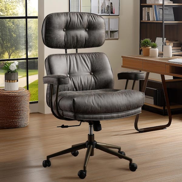 Allwex Kro Fabric Swivel Ergonomic Office Task Chair in Gray with Recliner High Back Lumbar Support Adjustable Arms