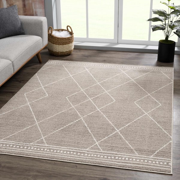 Kami Ivory Medium Brown 5 ft. x 7 ft. Area Rug