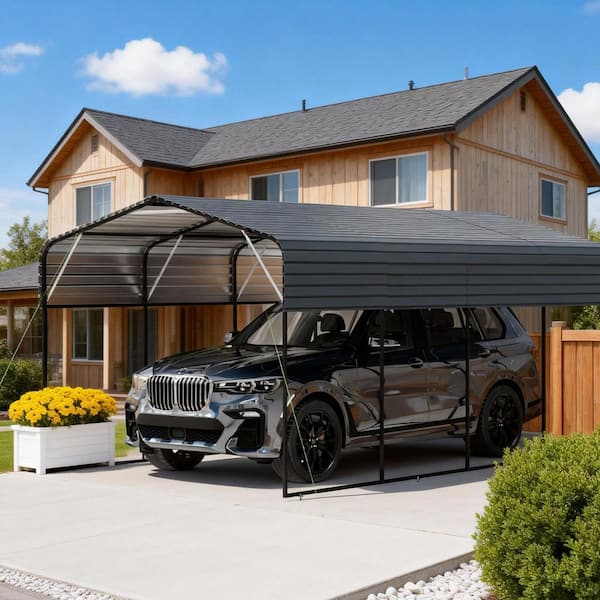 11 ft. x 19 ft. Outdoor Galvanized Steel Carport, Heavy Duty Metal Garage Canopy Car Tent Storage Shed for Car and Truck