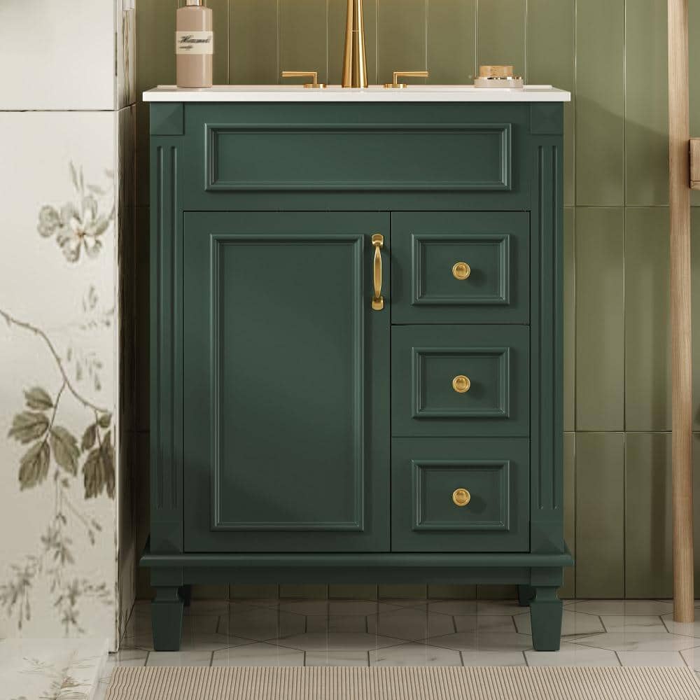 24 in. W Green Freestanding Bathroom Vanity with Ceramic Sink, Soft-Close Drawers and Adjustable Shelf price history on PriceWatchPro