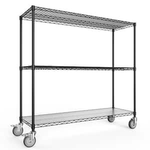 3-Tier Heavy Duty Steel Wire Shelving Unit in Black (18 in. W x 48 in. H x 54 in. D)