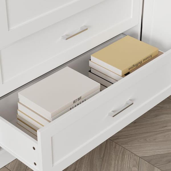 FUFU&GAGA White 78.7 in. Office Storage Cabinet with 13