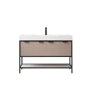 Marcilla 48 in. W x 20 in. D x 34 in. H Single Sink Bath Vanity in Almond Coffee with White Integral Sink Top