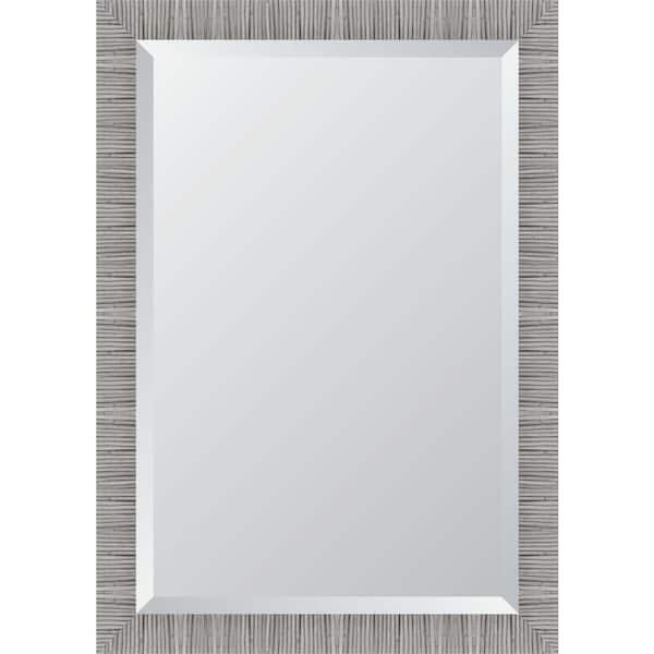 Melissa Van Hise Rattan Design 29 in. W x 41 in. H Rectangle Gray Framed Mirror