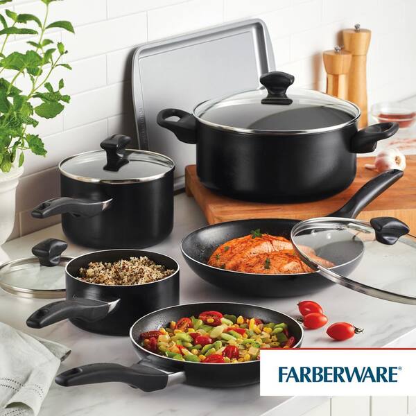 Farberware Reliance 15pc Aluminum Nonstick Cookware Set with Prestige Tools  Black