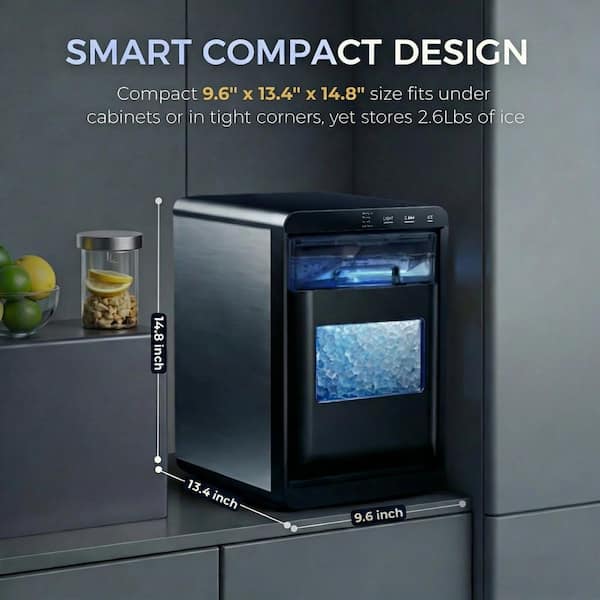 SIMZLIFE 9.6 in. 45lb/24H Nugget Ice Countertop Portable Ice Maker