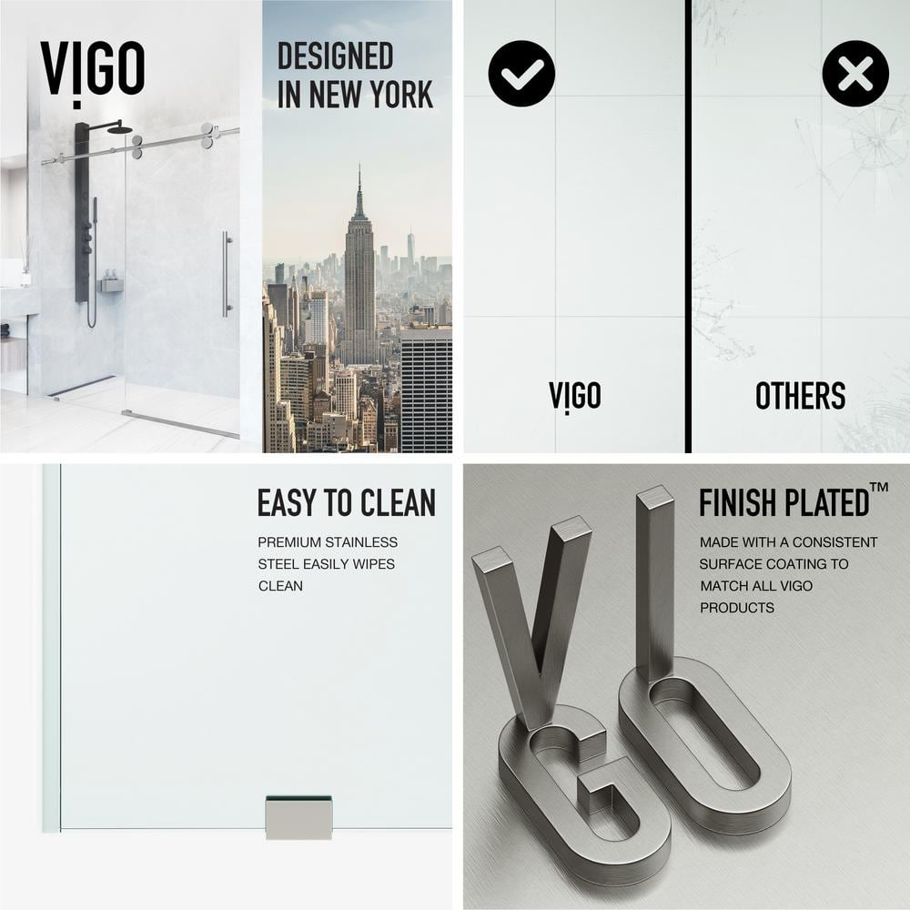 Elan 72" Frameless Clear Glass Sliding Shower Door with Stainless Steel Hardware