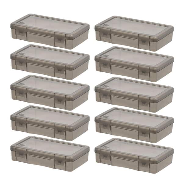 Small Plastic Pencil Case, Hobby Art Craft Supply Organizer, Pencil Box, Gray, Set of 10