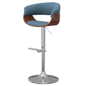 Sheldon Faux Leather Swivel Chair in Denim Blue Adjustable Bar Stool