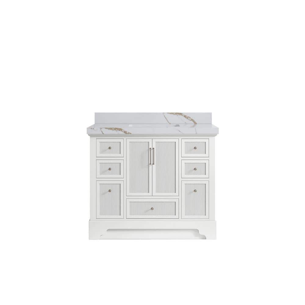 Alys 42 in. W x 22 in. D x 36 in. H Single Sink Bath Vanity in White with 2 in. Calacatta Gold Top price history on PriceWatchPro
