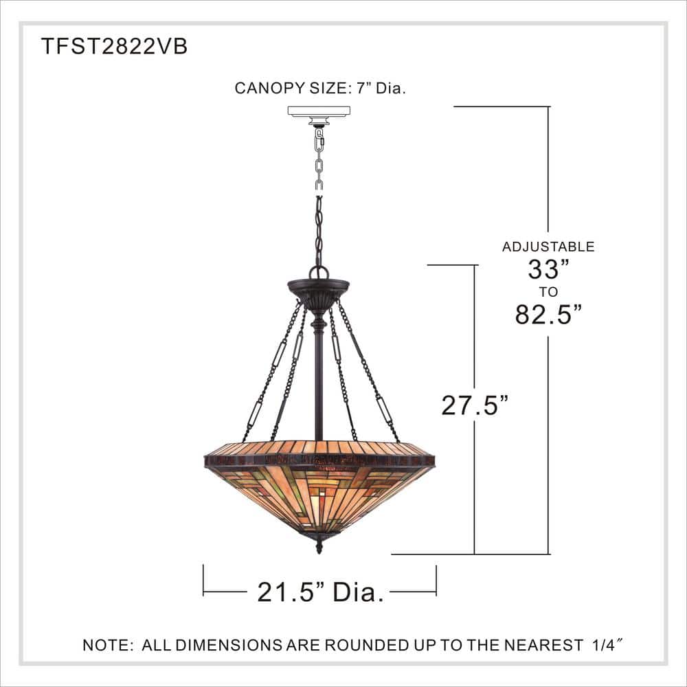 Stephen Vintage Bronze and Glass 4-Light Pendant