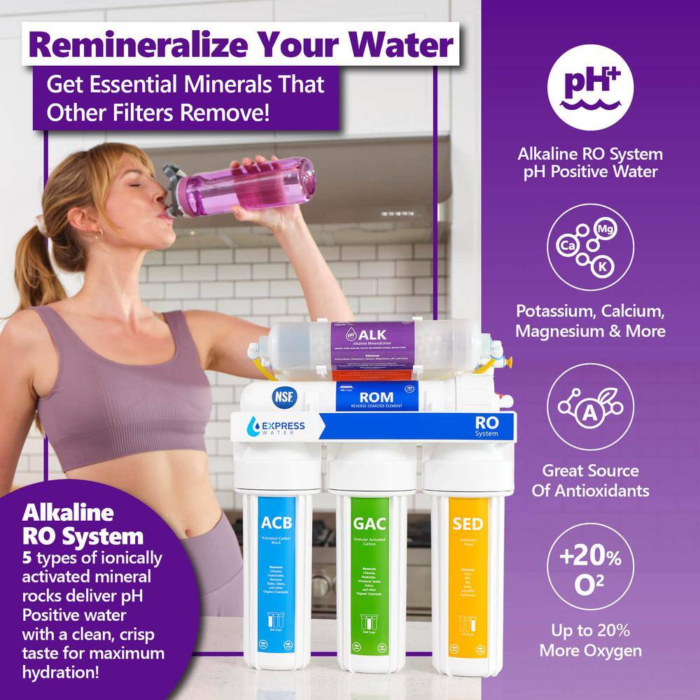 Express Water 10-Stage 50 GPD Alkaline RO Under-Sink Filtration System