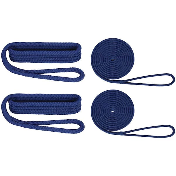 Extreme Max BoatTector Premium Double Braid Nylon Dockside Rope Value Pack - 1/2", Blue