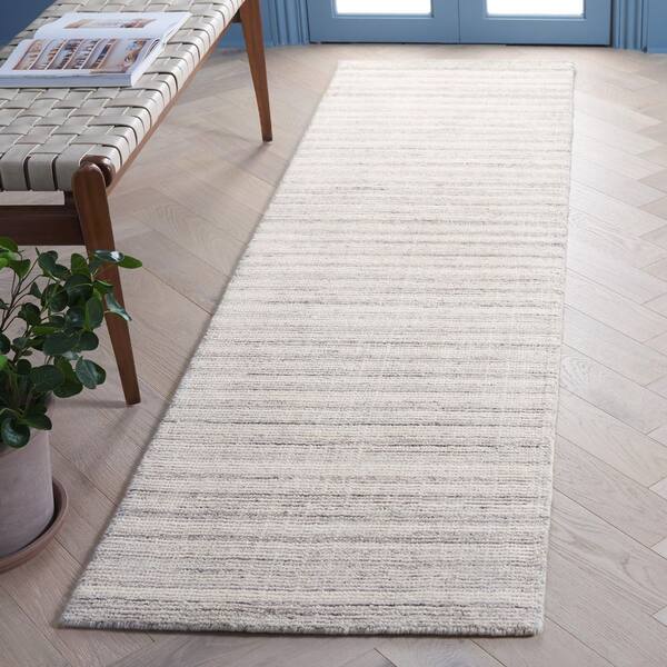 Mirage 2 ft. x 8 ft. Ivory/Gray Striped Marle Runner Rug