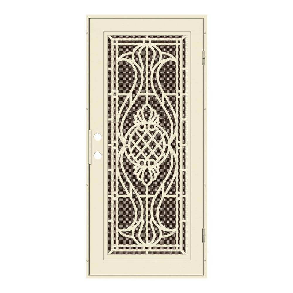 Manchester 36 in. x 80 in. Left Hand/Outswing Beige Aluminum Security Door with Bronze Perforated Metal Screen price history on PriceWatchPro