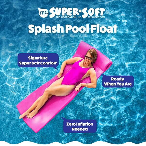 70 in. Pink Pool Lounger Float with PVC Pool Storage Drying Rack