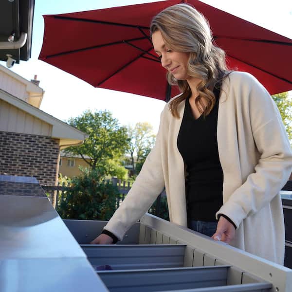 Aluminum Slate Gray 3-Piece 90 in. W x 37.25 in. H x 25.25 in. D Outdoor Kitchen Cabinet Set with 2-Door Cabinets