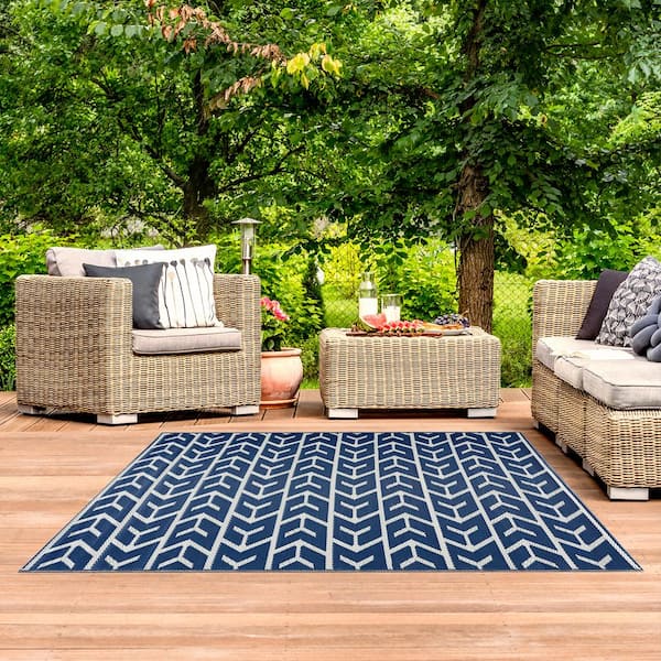  Navy Water Resistant 5x7 Indoor Outdoor Rug, Outdoor Rugs for  Patios, Deck, Porch, Entry, Entryway, Outside Area Rug