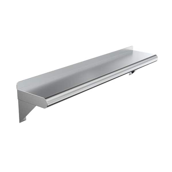 AMGOOD 8 in. x 30 in. Stainless Steel Wall Shelf. Kitchen, Restaurant, Garage, Laundry, Utility Room Metal Shelf with Brackets
