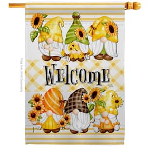 28 in. x 40 in. Spring Gnomes Gnome House Flag 2-Sided Garden Friends Decorative Vertical Flags
