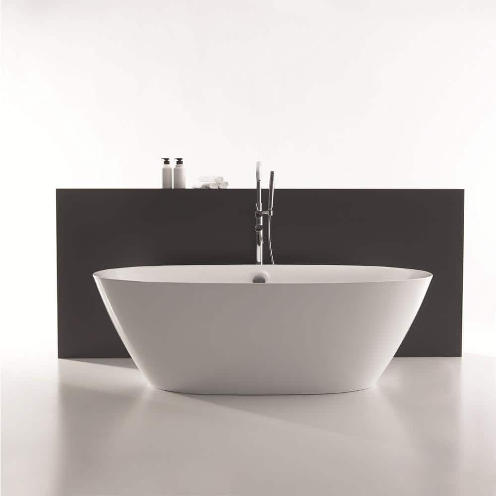 71 in. Acrylic Stand Alone Flatbottom Freestanding Bathtub Soaking SPA Tub Modern Style in White price history on PriceWatchPro