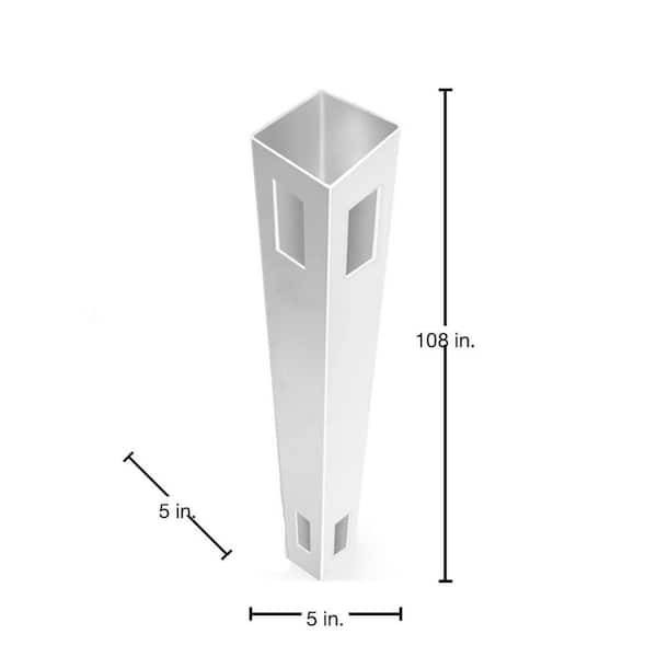 Linden 5 in. x 5 in. x 9 ft. White Vinyl Routed Corner Fence Post