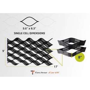9 ft. x 17 ft. x 8 inch Geocell Black Honeycomb Ground Grid HDPE Plastic Paver (160 sq. ft.)