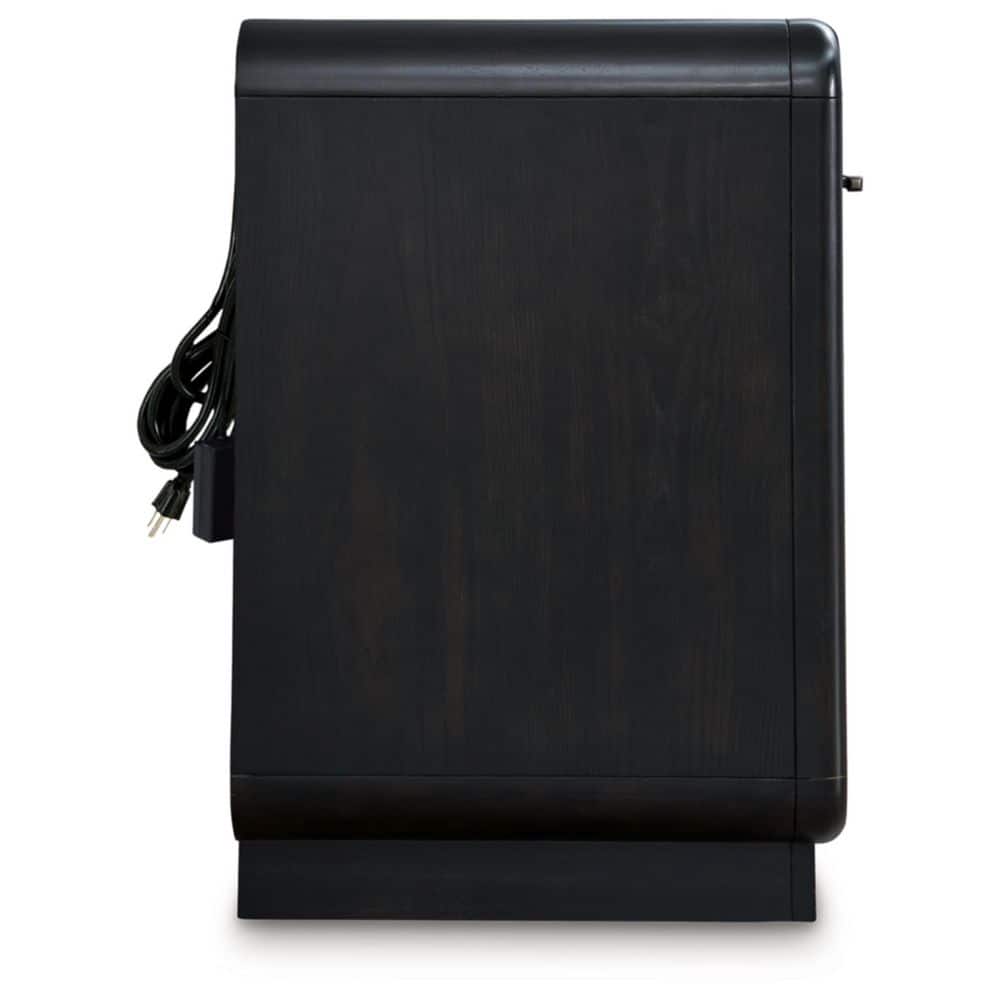 Black Modern Nightstand with LED Light and USB Ports