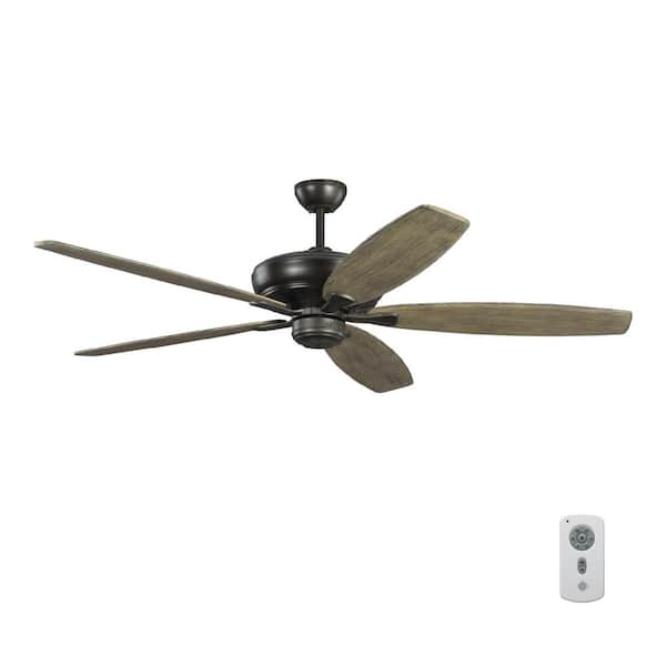 Generation Lighting Dover 60 in. Indoor Aged Pewter Ceiling Fan with Light Grey Weathered Oak Blades and 6-Speed Remote Control