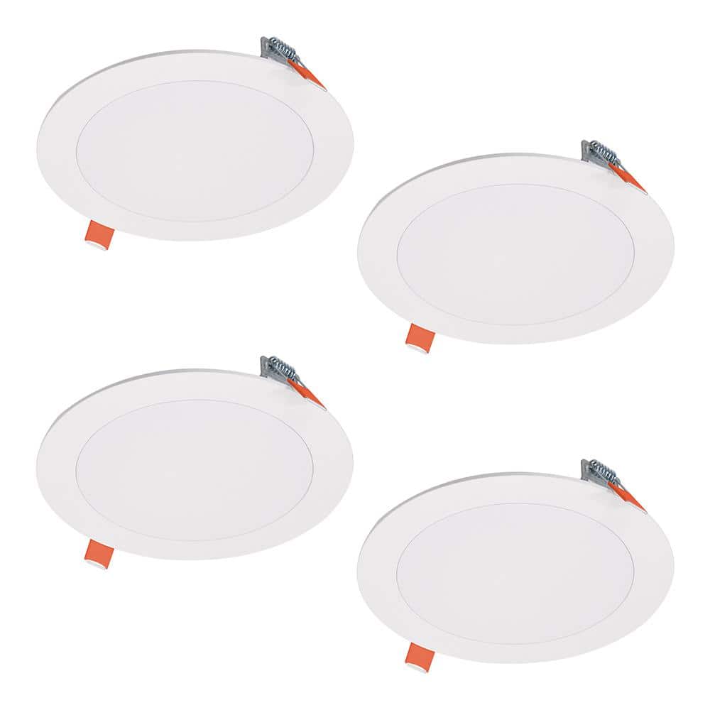 HALO HLBSL6 6 in. Adjustable CCT Canless IC Rated Dimmable Indoor Integrated LED Recessed Light Kit (4-Pack) HLBSL6099FS35-4PK
